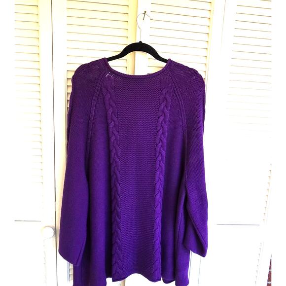 Kim Rogers Heavy One Button Open Front Cardigan Purple 3X  Chunky Knit - Picture 4 of 8